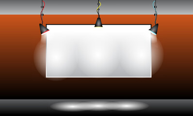 illustration of white empty picture 

frame with spotlight.