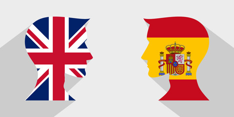 face to face concept. united kingdom vs spian. vector illustration
