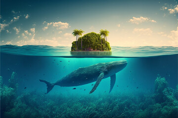 baleia em oceano incrível paisagem 