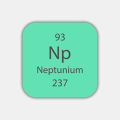 Neptunium symbol. Chemical element of the periodic table. Vector illustration.
