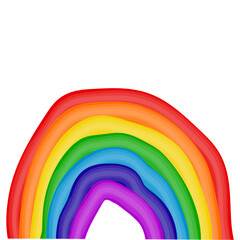 Volumetric vector rainbow from plasticine on a white background. Children's crafts from colored dough.