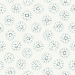 Floral seamless pattern with blue blow ball dandelion seeds on light background. For textile, wallpapers, gift wrap. Isolated vector.	