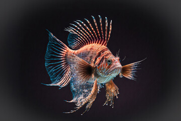 Closeup of a bright and colorful lionfish