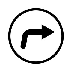 Round right turn arrow icon. Vector.