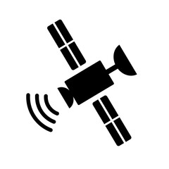 Satellite and radio wave silhouette icon. Vector.