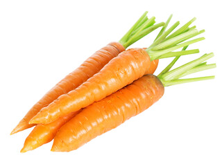 Fresh carrots isolated on transparent background. PNG format