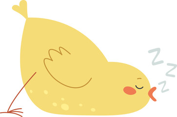 Lazy funny chick sleeping flat icon