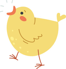 Funny yellow chick singing flat icon