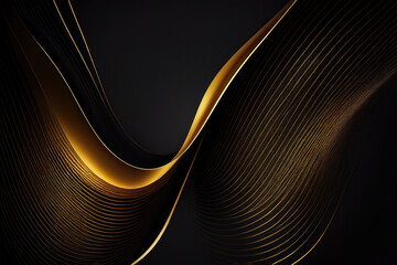 Abstract black and gold pattern, Generative AI