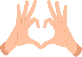 Hands showing heart by fingers flat icon