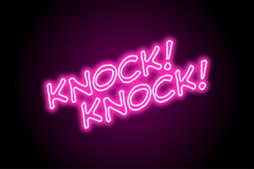 Neon glowing comic book hentai manga knock knock text sign