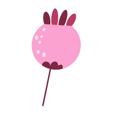 pink flower isolated in cartoon style