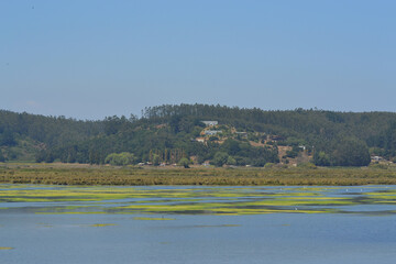 a beautiful lagoon surrounded by mountains