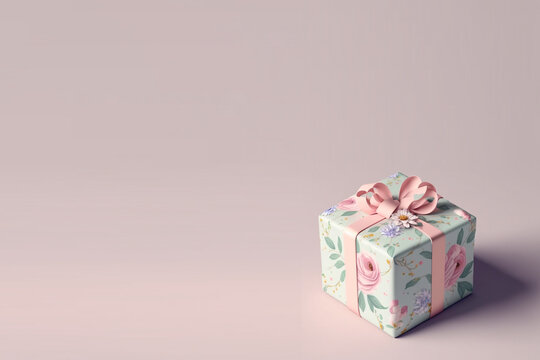 Gift boxes with flower texture paper wrapping created by Generative AI Technology