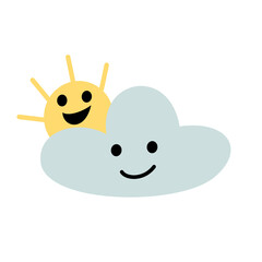 smile sun and cloud in cute character