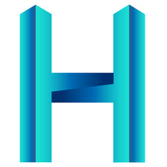 H alphabet 3d logo blue color word number abc AI and png 