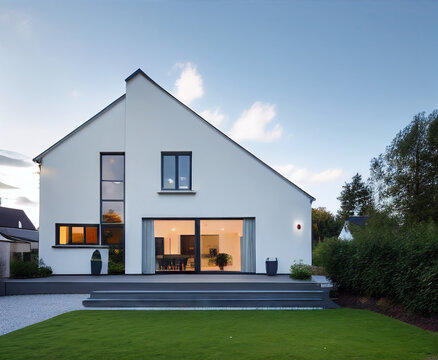 3d render styled conceptional illustration of a modern minimalist cozy house, Generative AI