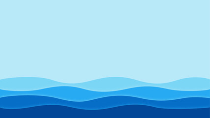 Blue wave, water wave, lines, blue sky background. Vector texture design poster banner abstract blue wallpaper background.
