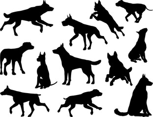 Dog Silhouettes Animal Set