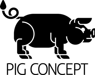 Pig Sign Label Icon Concept