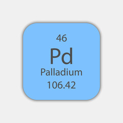Palladium symbol. Chemical element of the periodic table. Vector illustration.
