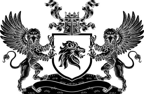 Crest Lion Griffin Coat of Arms Griffon Shield
