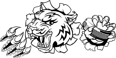 Tiger Ice Hockey Player Animal Sports Mascot