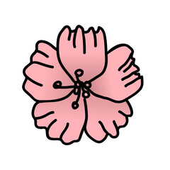 Pink hibiscus illustration icon. Symbol or icon.