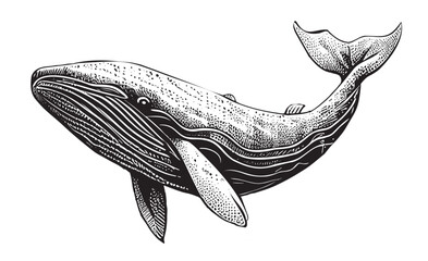 Whale sketch hand drawn in doodle style Vector illustration © BigJoy