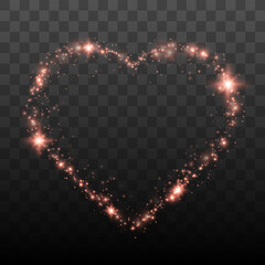 Glowing Heart. Glitter heart shape with Shine Particles. Valentines Day Design Element - 564995233