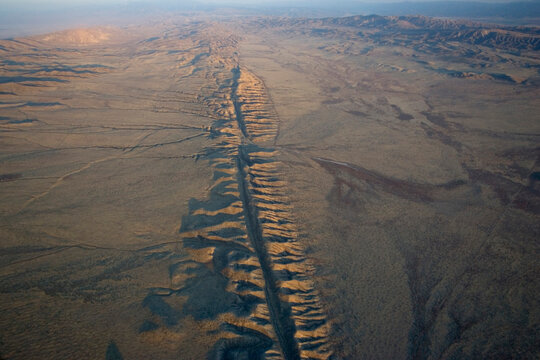 Aerial of the San Andeas Fault.