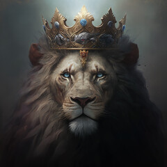 portrait of a lion head - obrazy, fototapety, plakaty