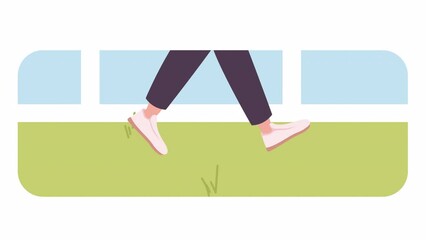 Animated legs walking forward loader. Strolling. Looped flat 2D character 4K video footage. Color isolated loading progress animation with alpha channel transparency for website, social media