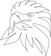 Eagle head in continuous line art drawing style. Black linear design isolated on white background. Vector illustration