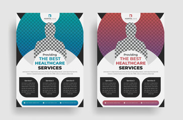 Colorful Medical healthcare services flyer or hospital promotional brochure design template
