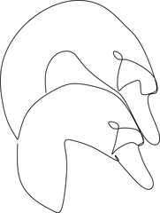 Obraz premium Two swans in continuous line drawing style. Black linear drawing on a white background. Vector illustration