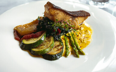 Luxury table settings for fine dining served and decorated table with food for guests in the restaurant