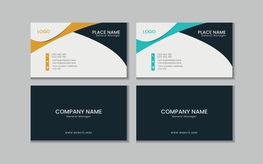 Vector printable and editable horizontal double sided clean modern corporate business card template design
