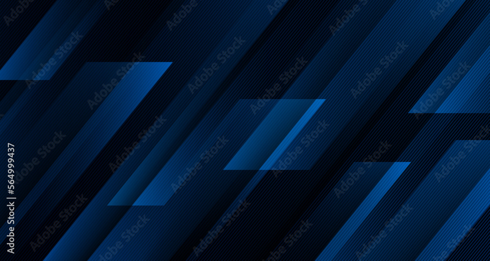 Poster 3d blue geometric abstract background overlap layer on dark space with diagonal lines decoration. mo