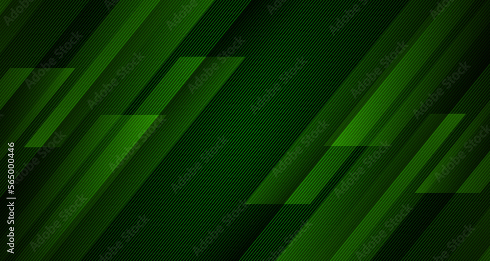 Poster 3d green geometric abstract background overlap layer on dark space with diagonal lines decoration. m