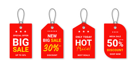Set of sale and discount stickers. Sale tags and labels. Shopping stickers and badges for merchandise and promotion, special offer, best discount. Vector
