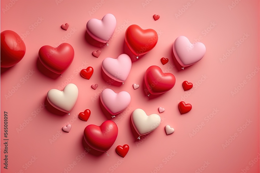 Poster a bunch of hearts on a pink background with a red frame around them and a pink background with a red