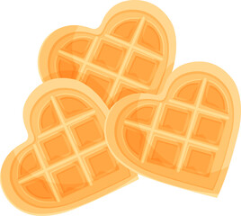 simple vector illustration of three Belgian waffle, delicious dessert, food illustration