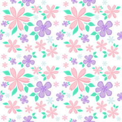 Fototapeta na wymiar Seamless pattern flower background,Pastel design. Wallpaper vector illustration. 