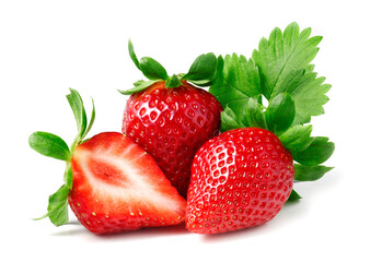 strawberries isolated on white