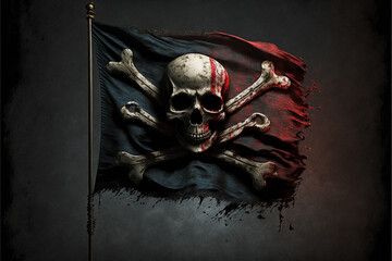 Obraz premium Tridimensional pirate flag Generative AI