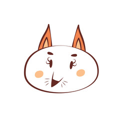 Funny doodle squirrel face. Cute baby illustration.