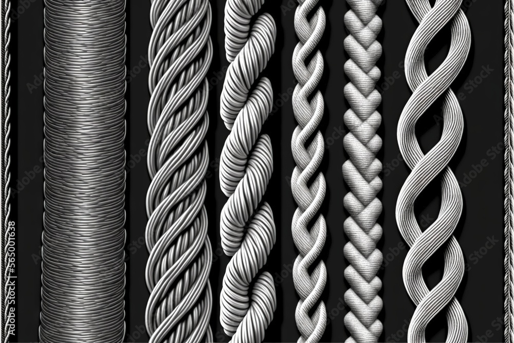 Aufkleber a bunch of different types of rope on a black background with a white border around it and a black b