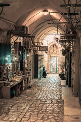Street in Old Jerusalem center with shops