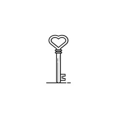 Heart love key icon vector graphics